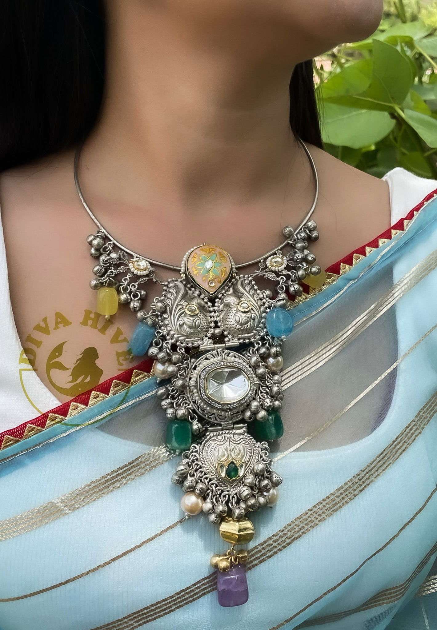 Tribal Silver Hasuli | Silver fusion Hasuli - Necklace -925Silver, Diva Exclusive, Hasuli, Necklace, Silver - Divahive