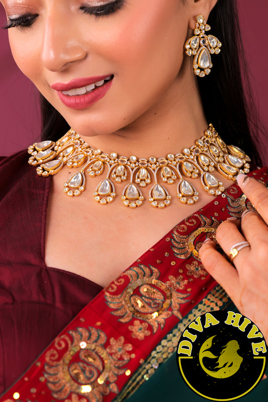 Mohini 22K Gold Plated Real Moissanite Necklace
