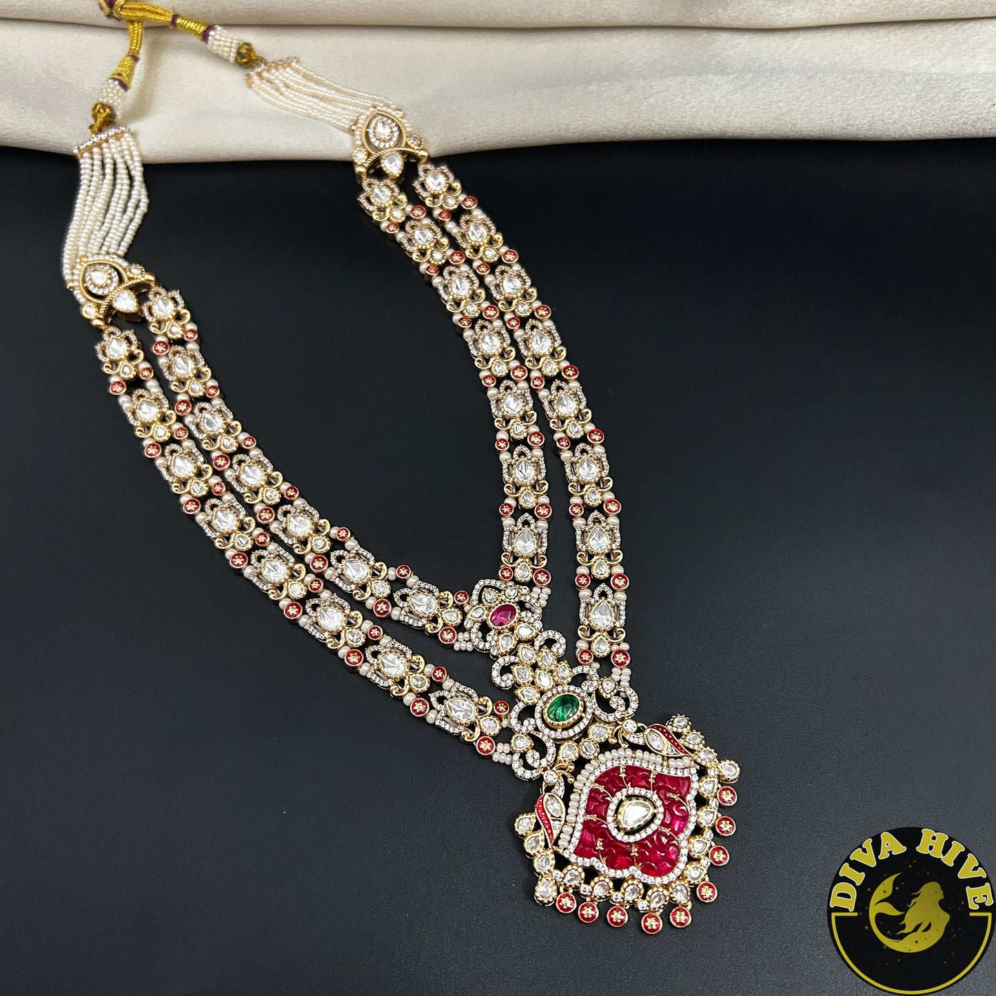 Tamanna Gold Plated Pachi Kundan Necklace - Necklace -Diva Exclusive, Doublet, featured, Kundan, moissanite, Necklace - Divahive
