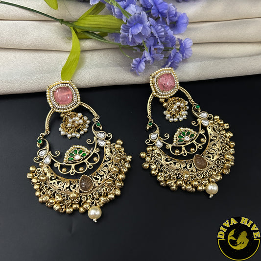 Mugdha Long Chaandbali Style Earring - Earring -925Silver, Diva Exclusive, Earring, featured, Fusion, Silver - Divahive