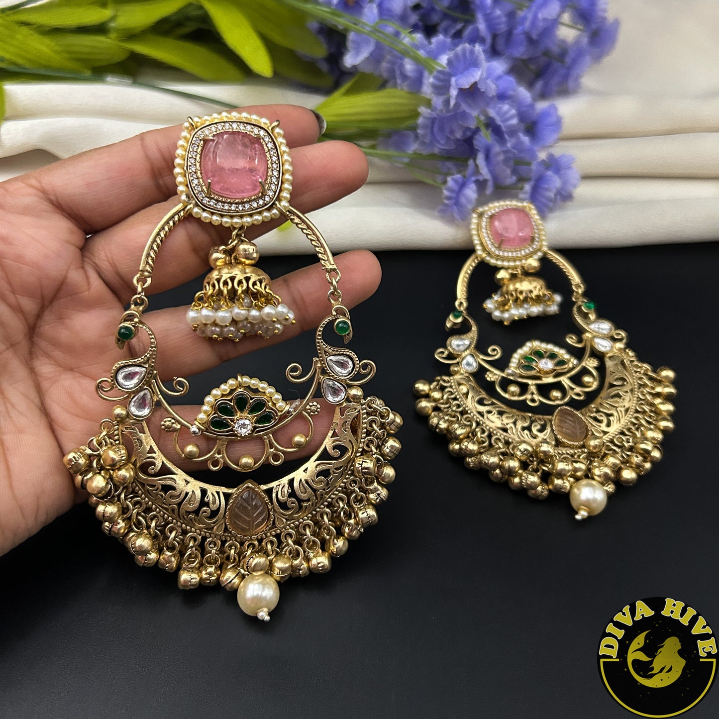 Mugdha Long Chaandbali Style Earring - Earring -925Silver, Diva Exclusive, Earring, featured, Fusion, Silver - Divahive