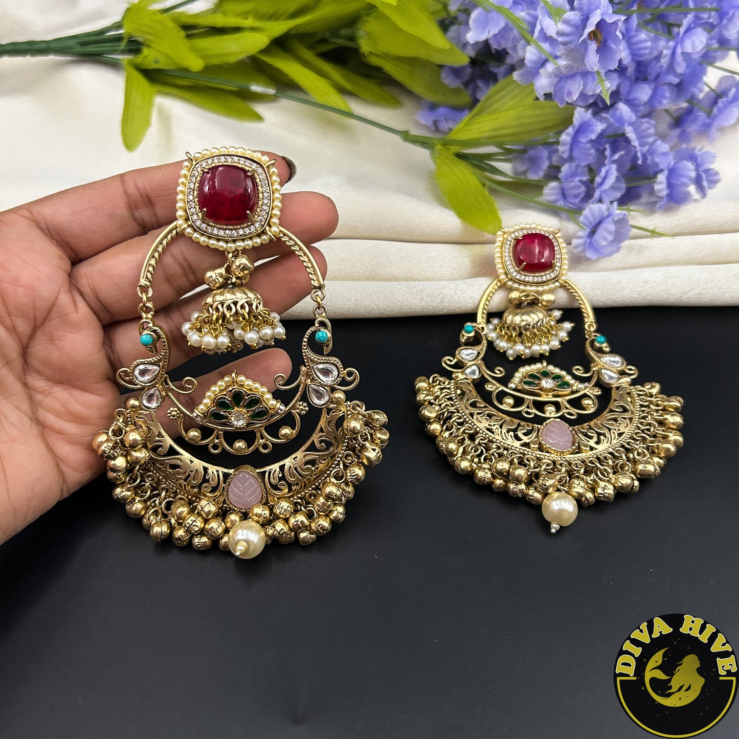 Mugdha Long Chaandbali Style Earring - Earring -925Silver, Diva Exclusive, Earring, featured, Fusion, Silver - Divahive