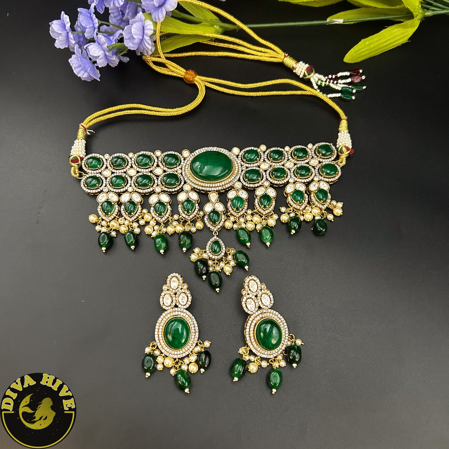 Chaahat Moissanite Doublet Choker - Necklace -Bridal, Diva Exclusive, featured, moissanite, Necklace - Divahive