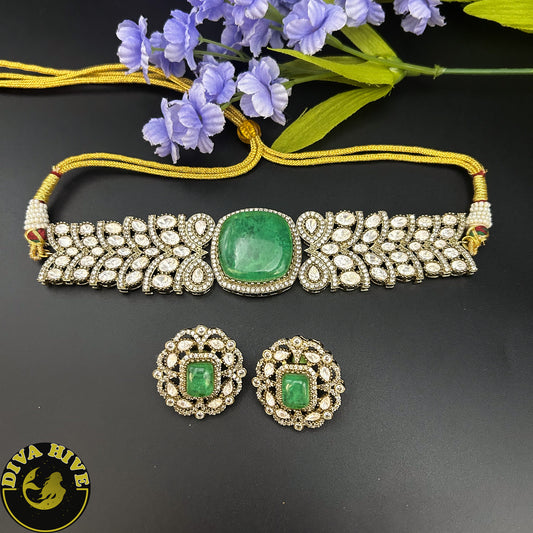 Veera Moissanite Doublet Choker - Necklace -Bridal, Diva Exclusive, featured, moissanite, Necklace - Divahive