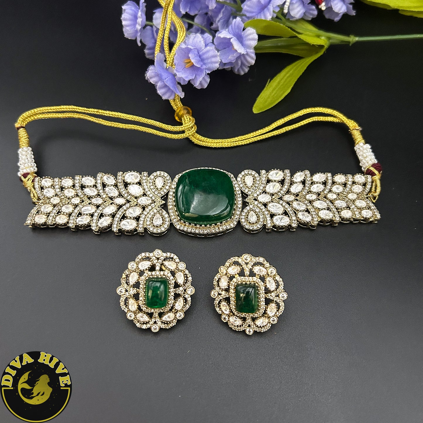 Veera Moissanite Doublet Choker - Necklace -Bridal, Diva Exclusive, featured, moissanite, Necklace - Divahive