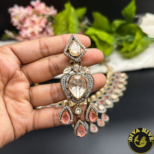 Pashmina Moissanite Polki Necklace Set /Design-1