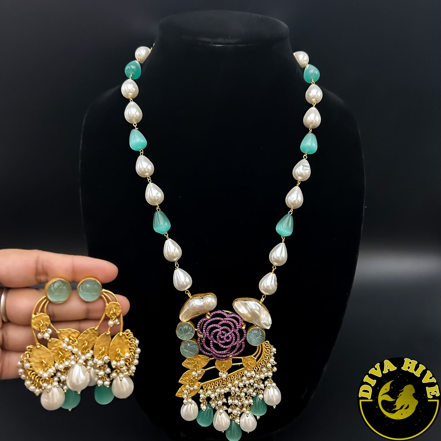 Mop Flower Pearl Necklace - Necklace -MOP, Necklace - Divahive