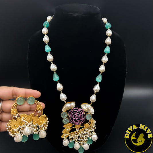 Mop Flower Pearl Necklace - Necklace -MOP, Necklace - Divahive