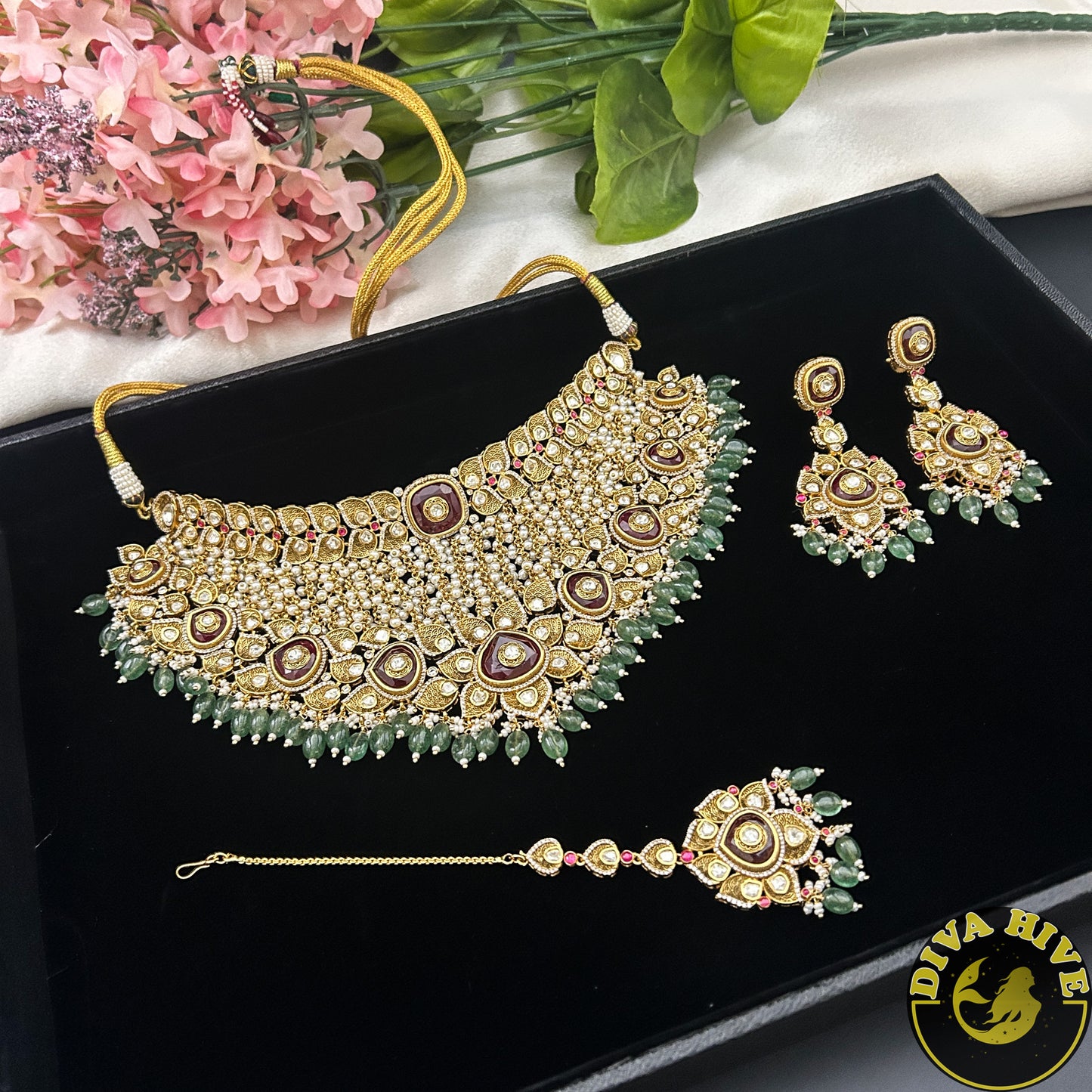 Noor 22K Gold Plated Moissanite Bridal/Semi Bridal Choker