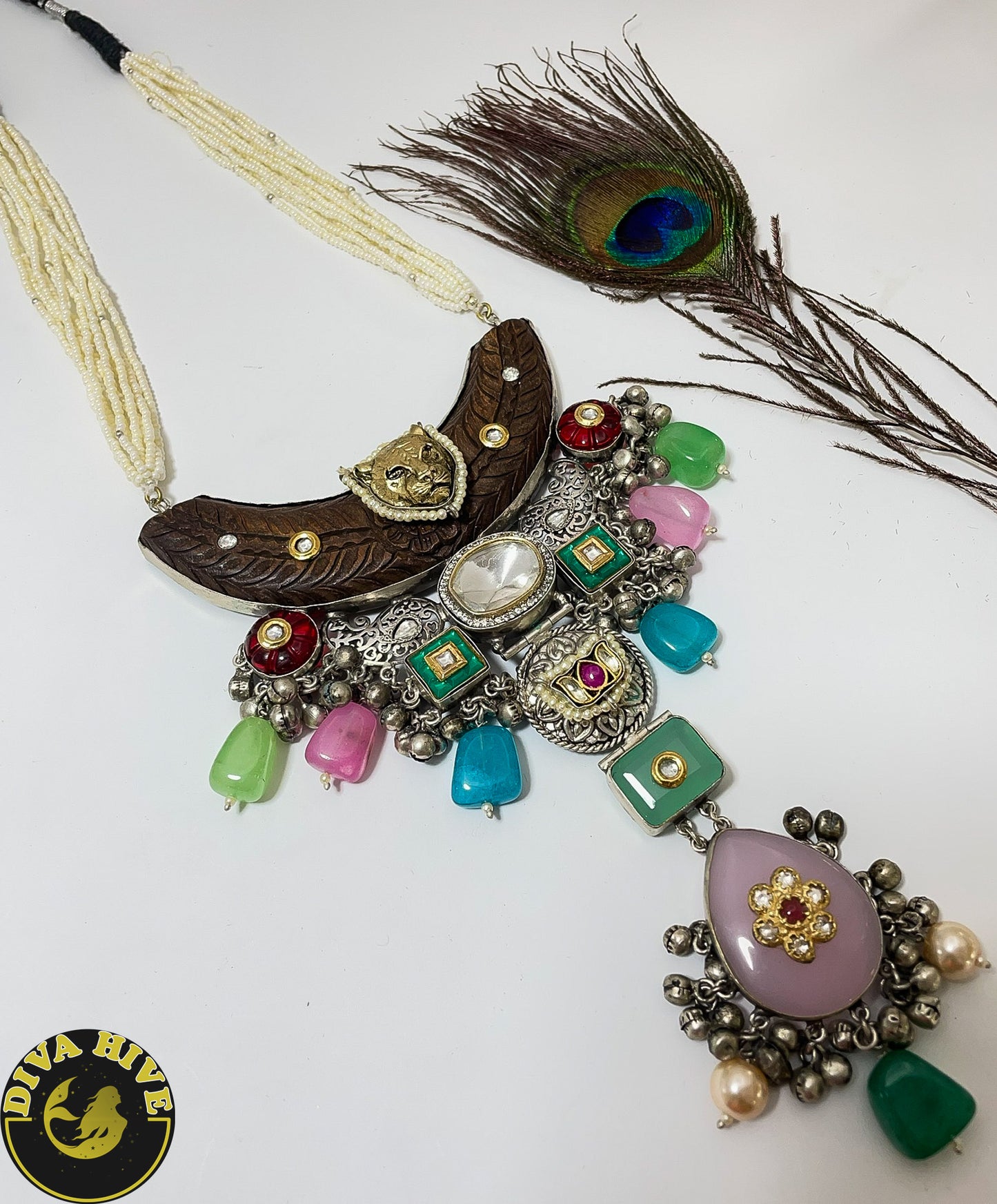 Designer 92.5 Silver Sabyasachi inspired Necklace | Tribal Jewelry - Necklace -925Silver, Diva Exclusive, Hasuli, Necklace, Silver - Divahive