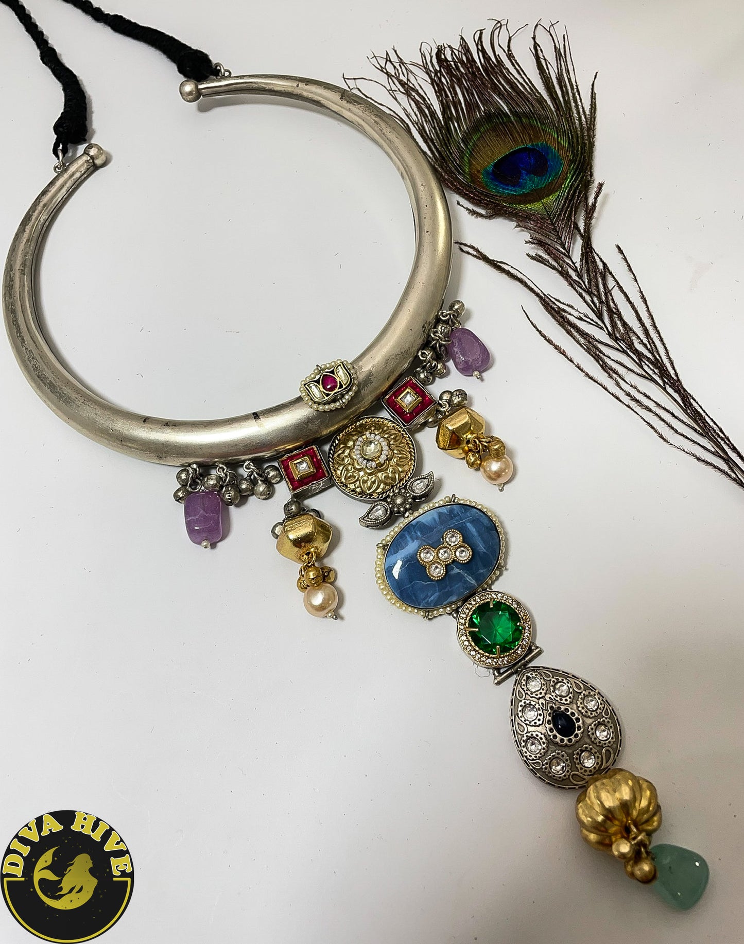 Designer 92.5 Silver Hasuli | Tribal Jewelry - Necklace -925Silver, Diva Exclusive, Hasuli, Necklace, Silver - Divahive