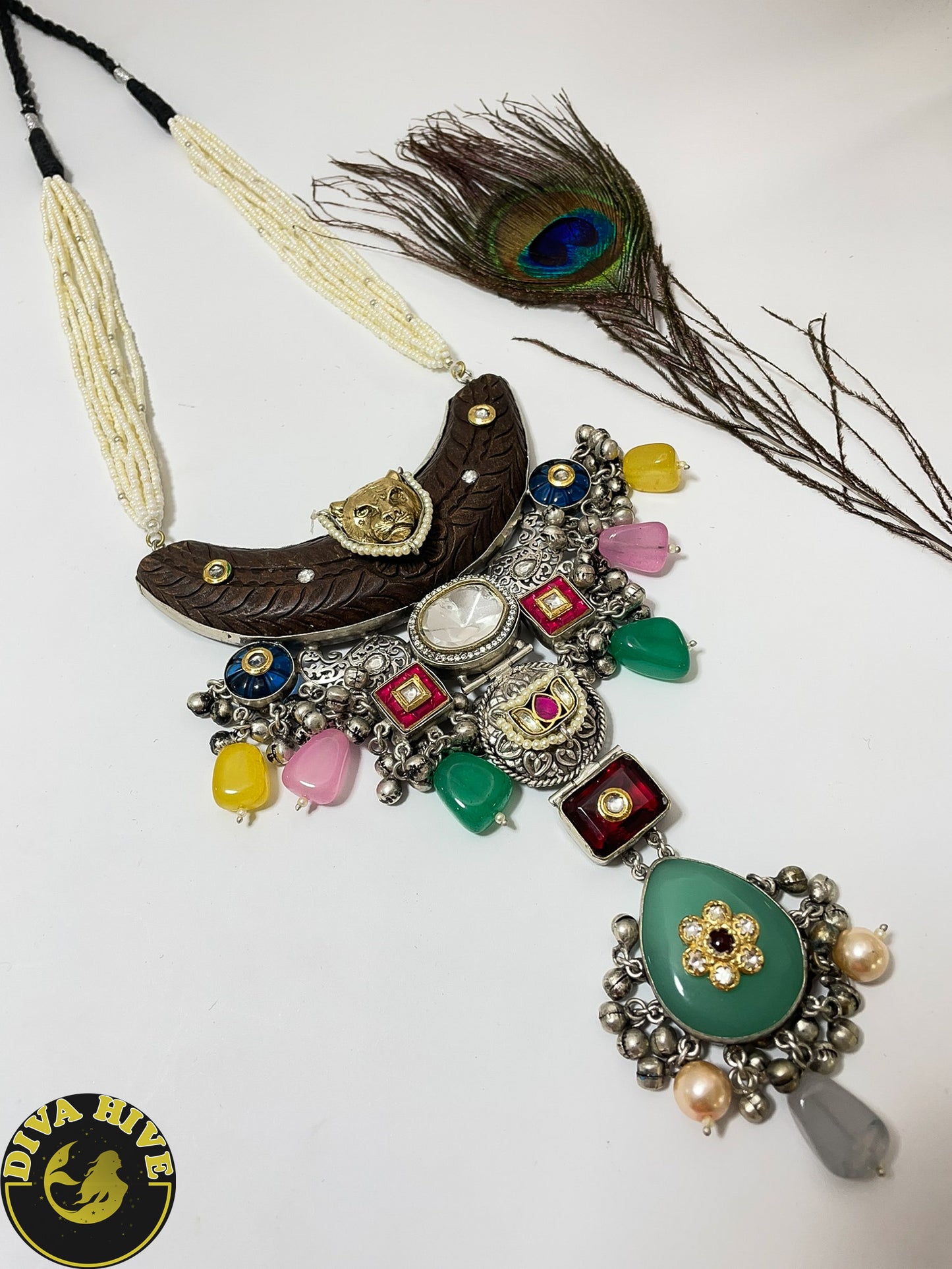Designer 92.5 Silver Sabyasachi inspired Necklace | Tribal Jewelry - Necklace -925Silver, Diva Exclusive, Hasuli, Necklace, Silver - Divahive