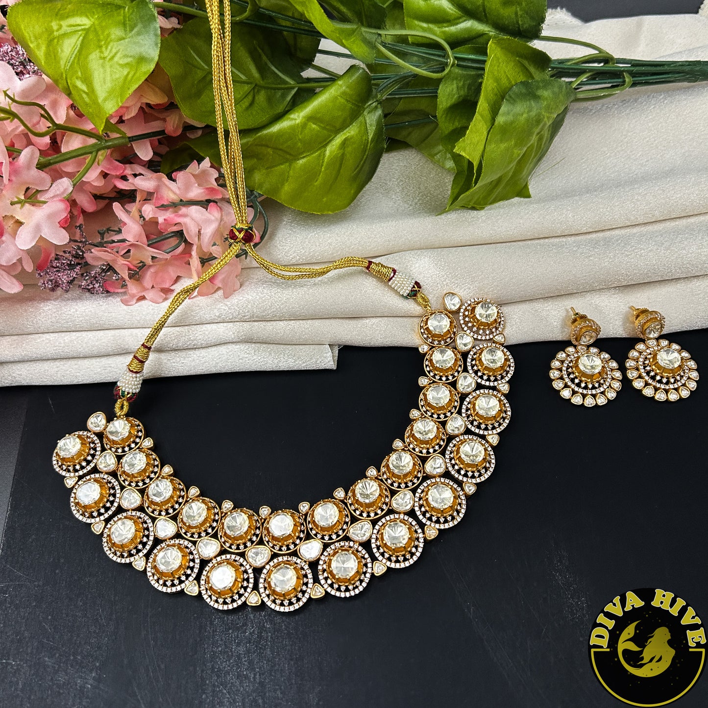 Chahat 24K Gold Plated Moissanite Necklace Set
