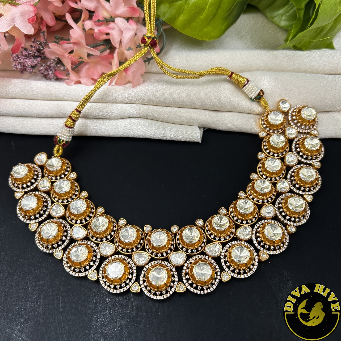 Chahat 24K Gold Plated Moissanite Necklace Set