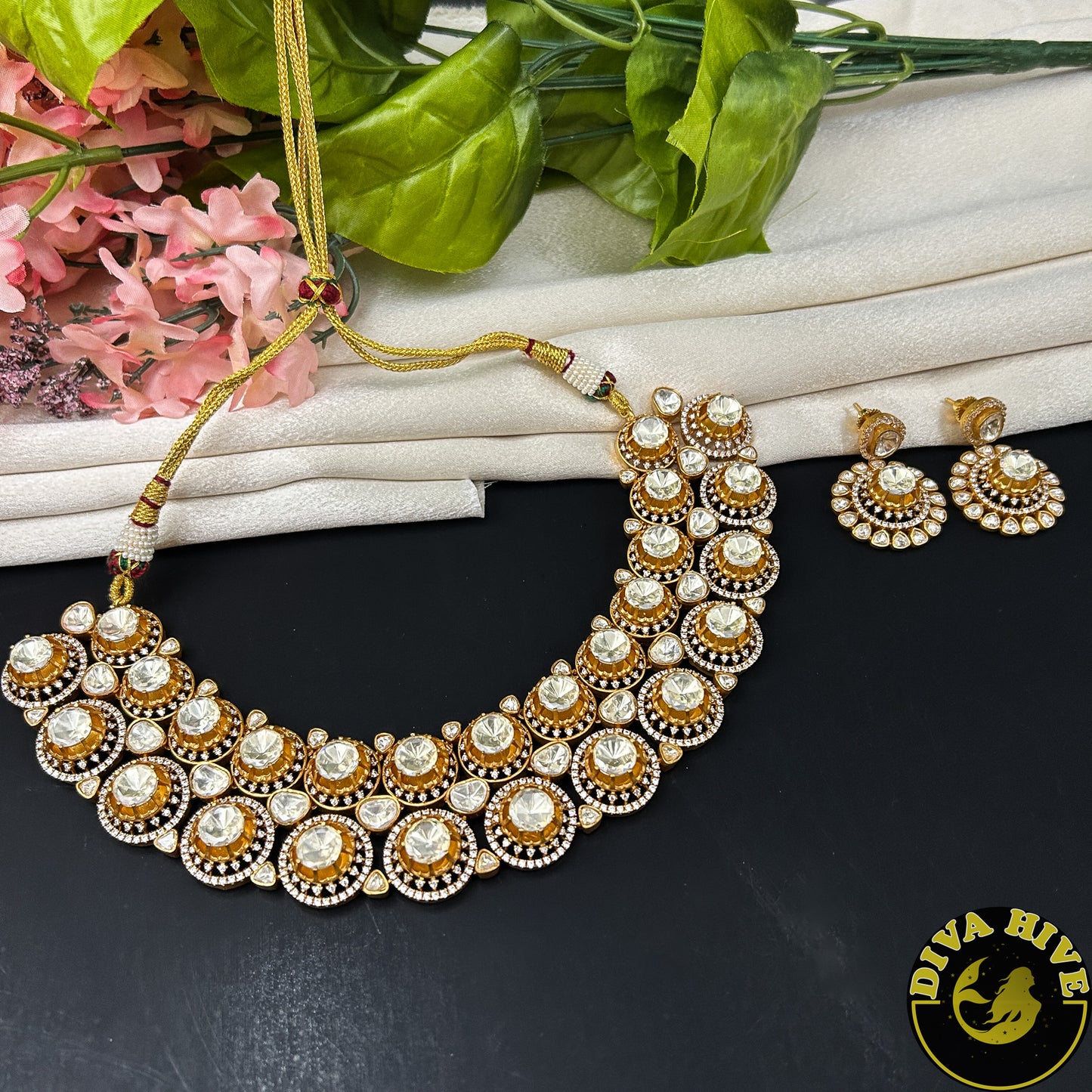 Chahat 24K Gold Plated Moissanite Necklace Set