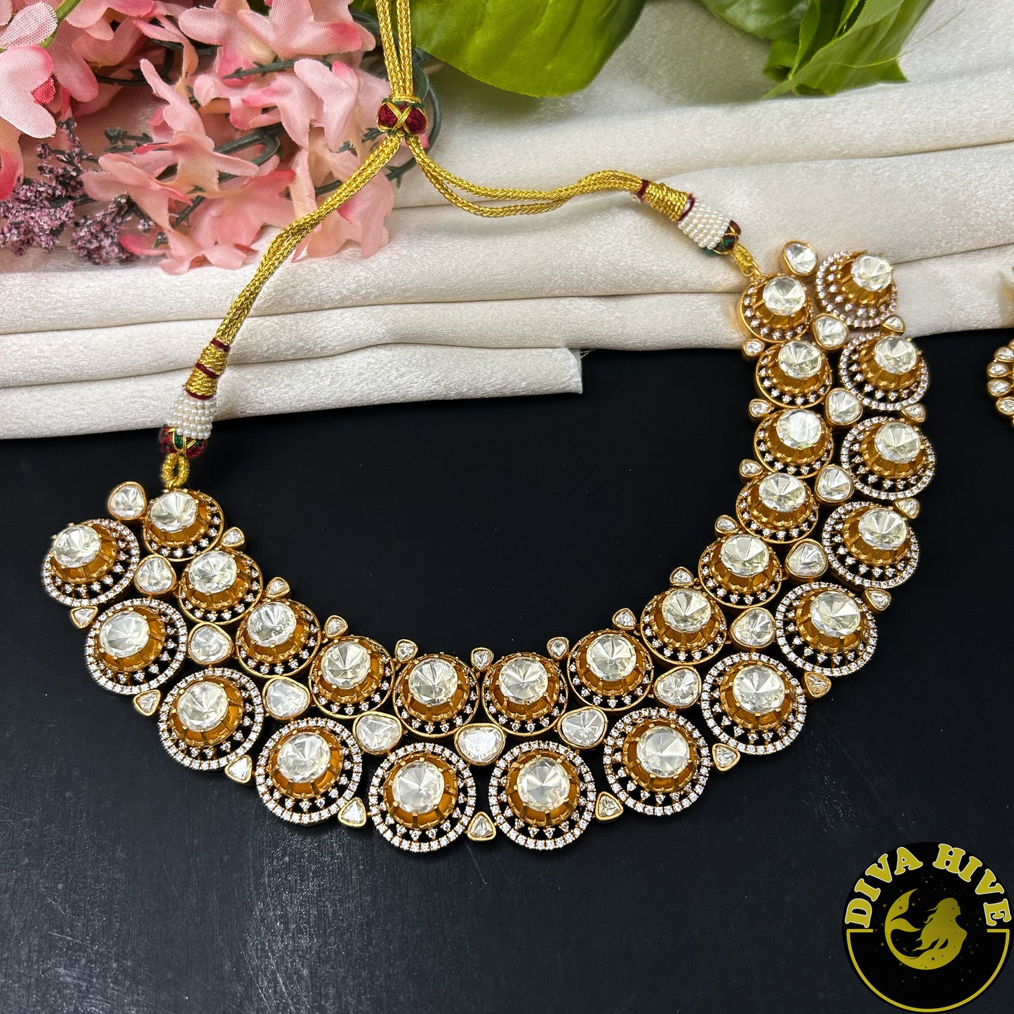 Chahat 24K Gold Plated Moissanite Necklace Set