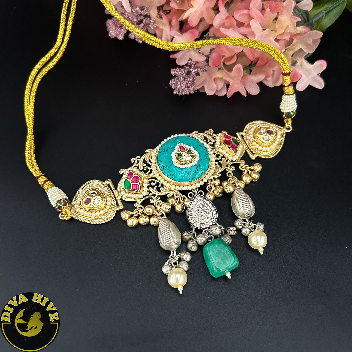 Sneh Fusion Choker - Necklace -925Silver, Diva Exclusive, featured, Hasuli, Necklace, Silver - Divahive