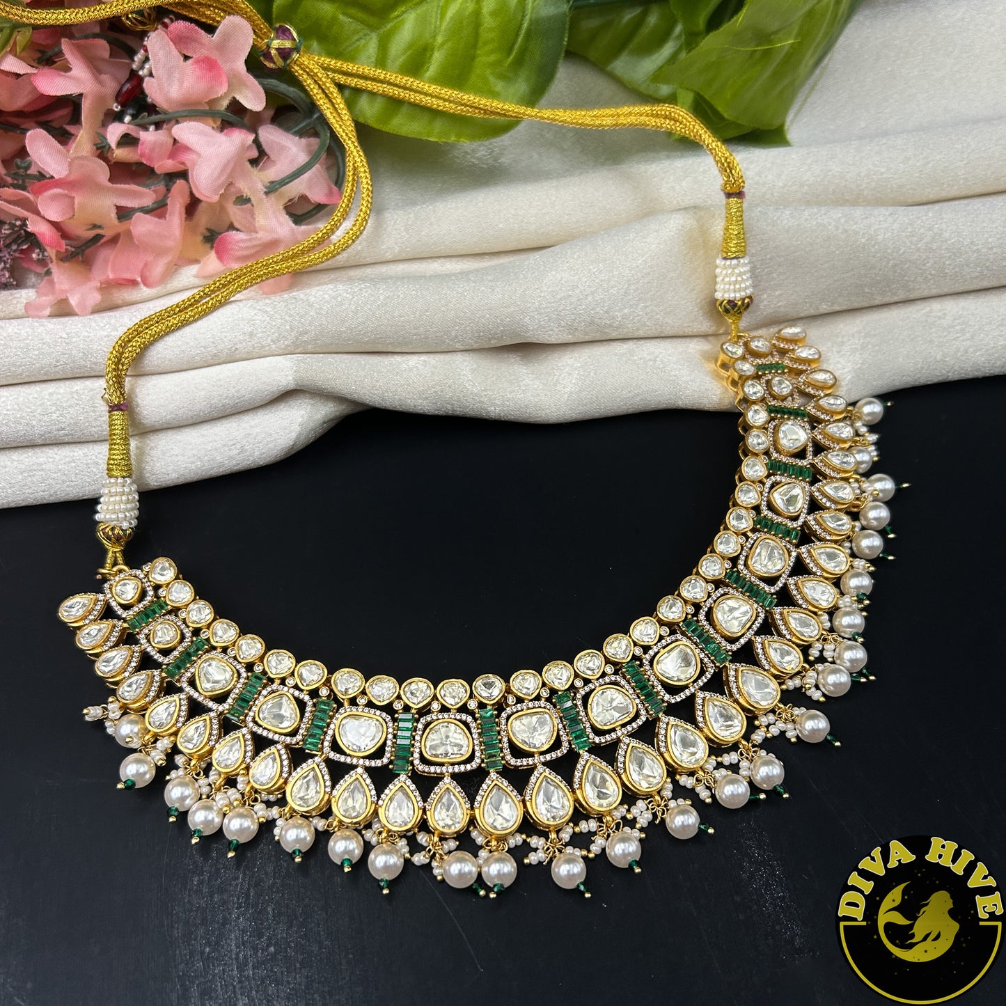 Malika 24K Gold Plated Moissanite Necklace Set