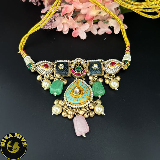 Vaanya Fusion Choker - Necklace -925Silver, Diva Exclusive, featured, Hasuli, Necklace, Silver - Divahive