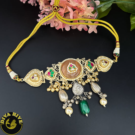 Sneh Fusion Choker - Necklace -925Silver, Diva Exclusive, featured, Hasuli, Necklace, Silver - Divahive