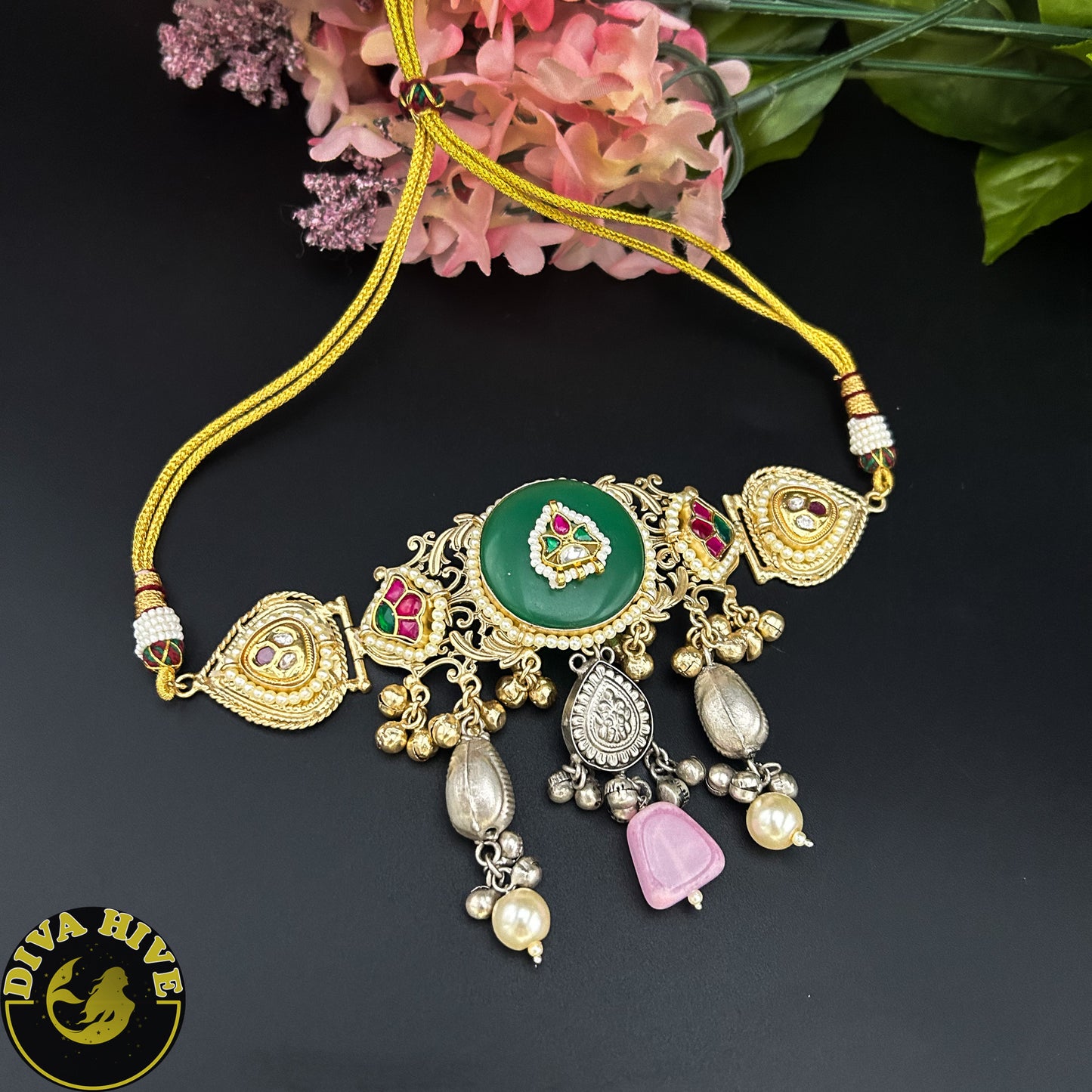 Sneh Fusion Choker - Necklace -925Silver, Diva Exclusive, featured, Hasuli, Necklace, Silver - Divahive