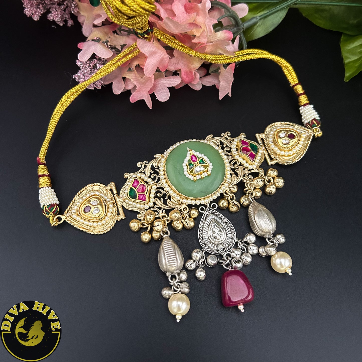 Sneh Fusion Choker - Necklace -925Silver, Diva Exclusive, featured, Hasuli, Necklace, Silver - Divahive