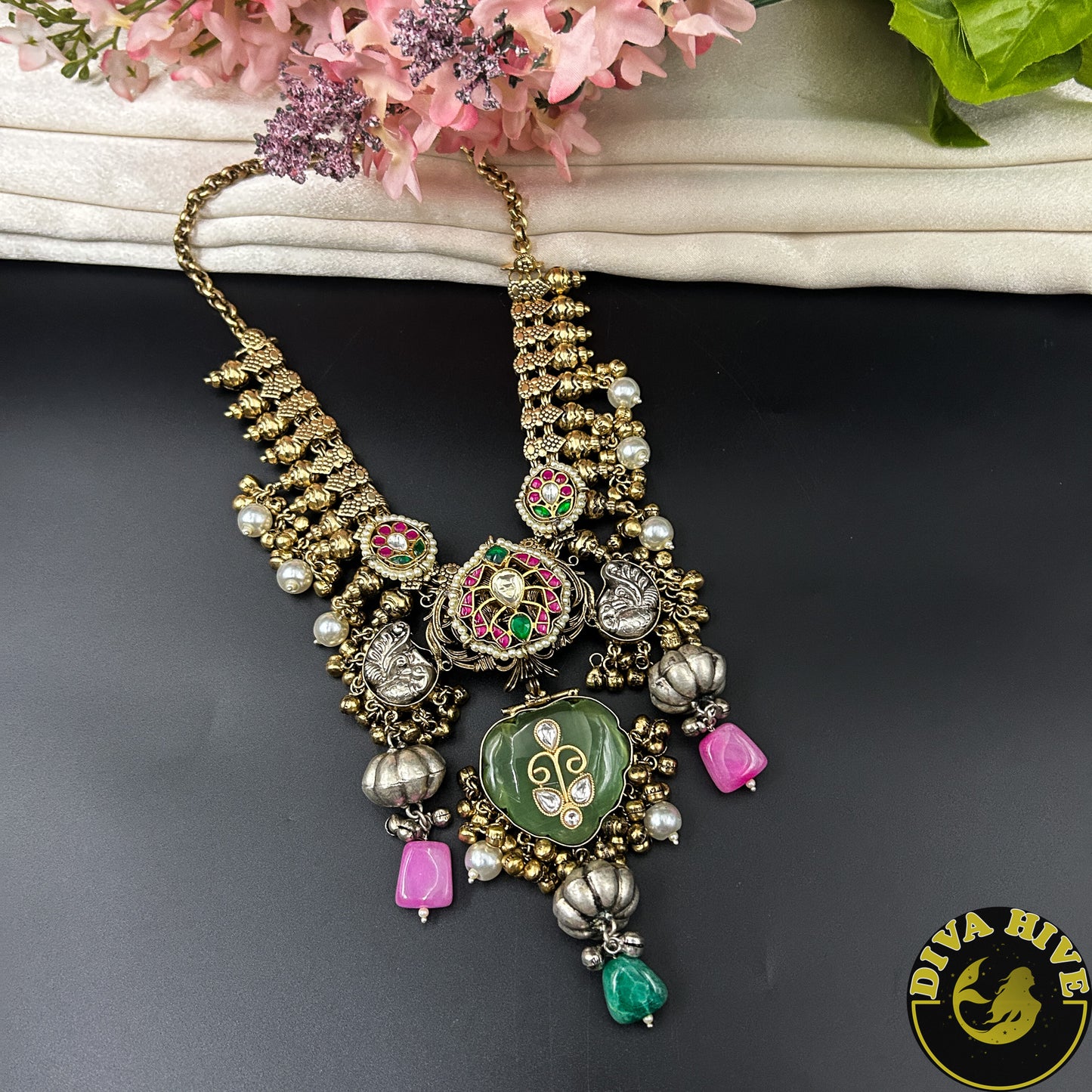Kaaya Long Fusion Necklace | Silver Statement Necklace
