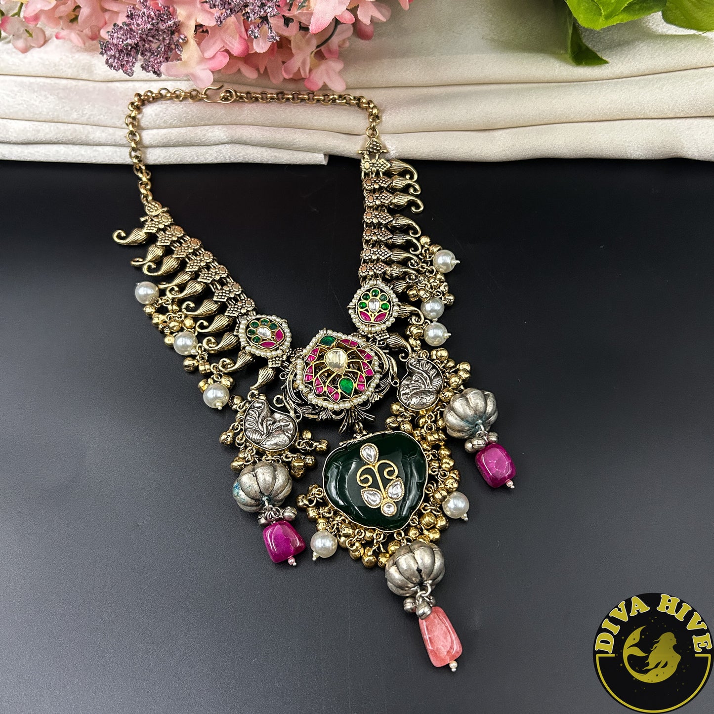 Kaaya Long Fusion Necklace | Silver Statement Necklace