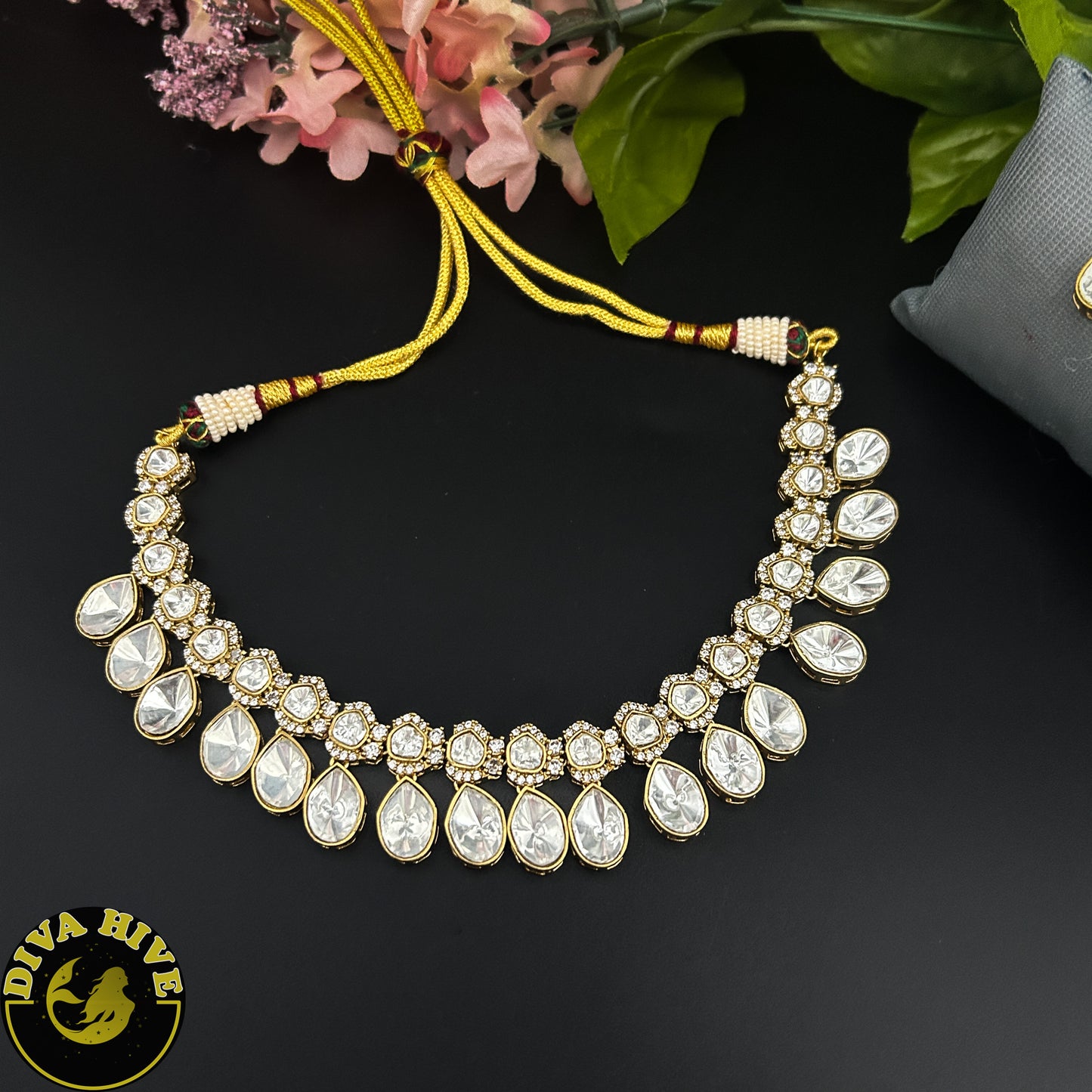 Prita Moissanite Necklace - Necklace -Diva Exclusive, featured, Kundan, moissanite, Necklace - Divahive