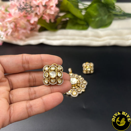 Myra 22K Gold Plated Moissanite Pendant set