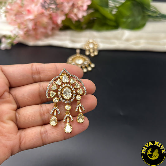 Nyra 22K Gold Plated Moissanite Pendant set