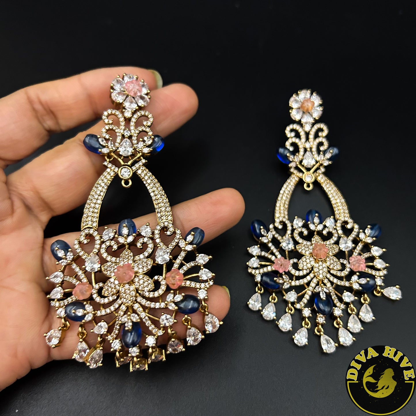 Dera AD/CZ Earring - -Earring, Kundan - Divahive
