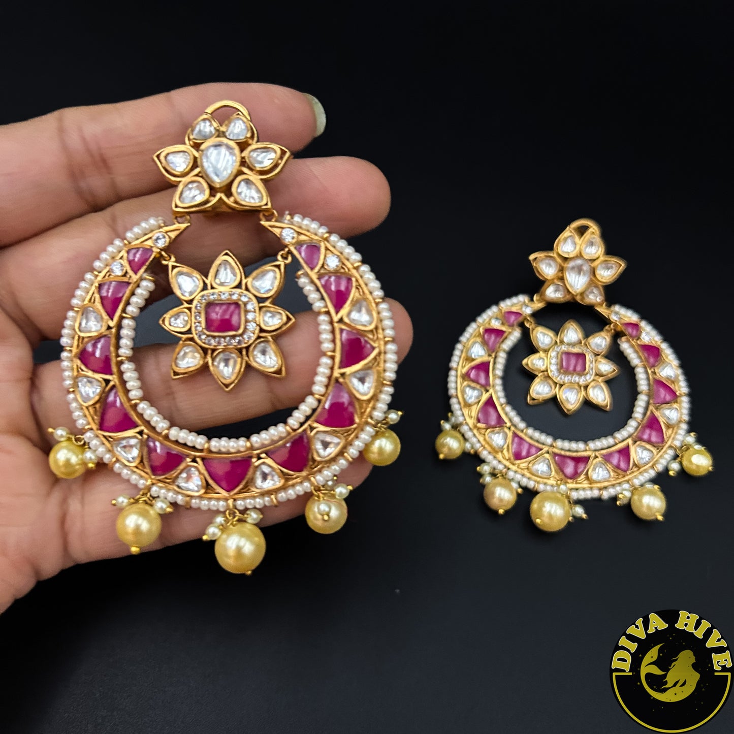 Manika Statement Kundan Earing - -Earing, Earring, Kundan - Divahive