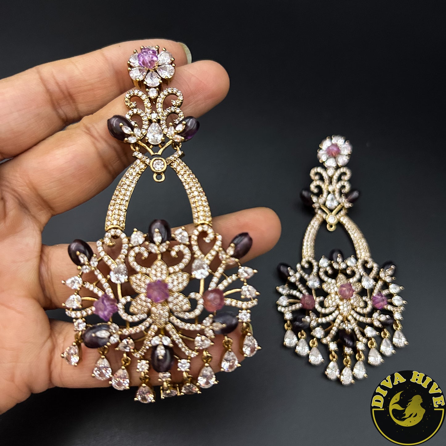 Dera AD/CZ Earring - -Earring, Kundan - Divahive