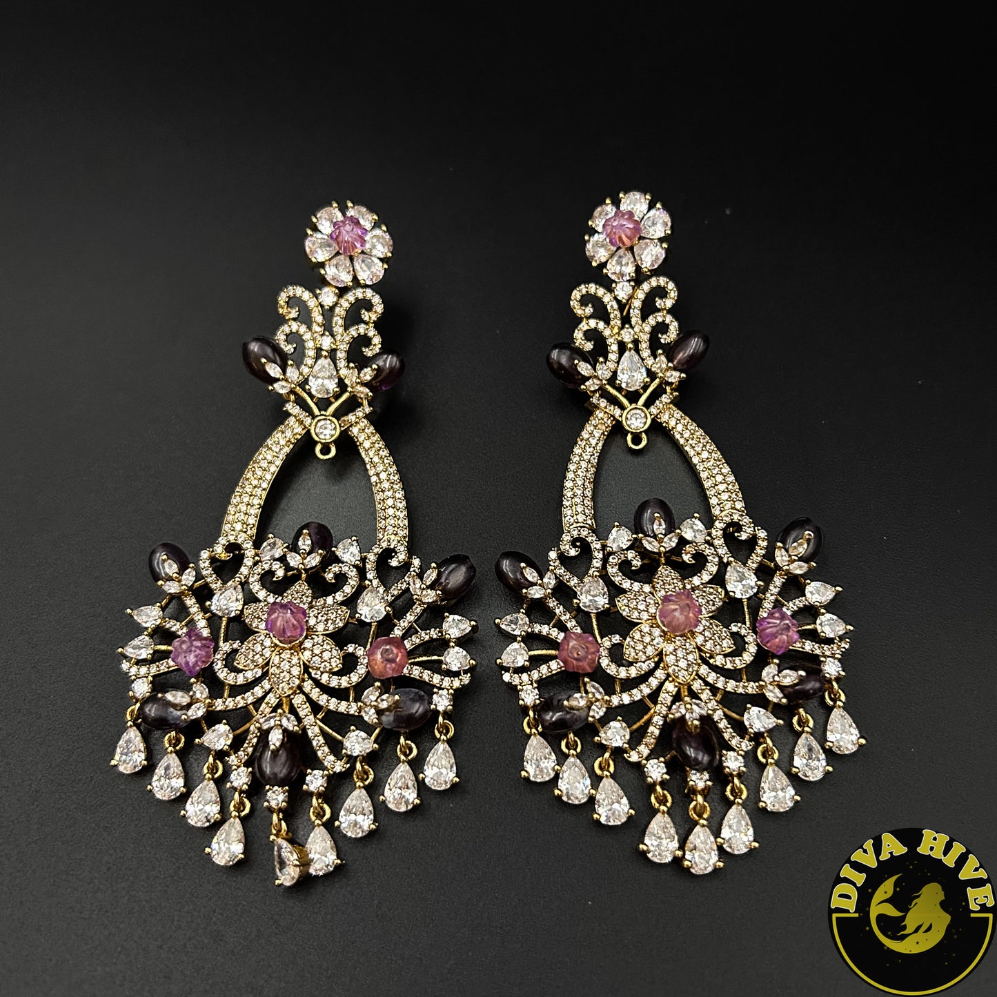 Dera AD/CZ Earring - -Earring, Kundan - Divahive