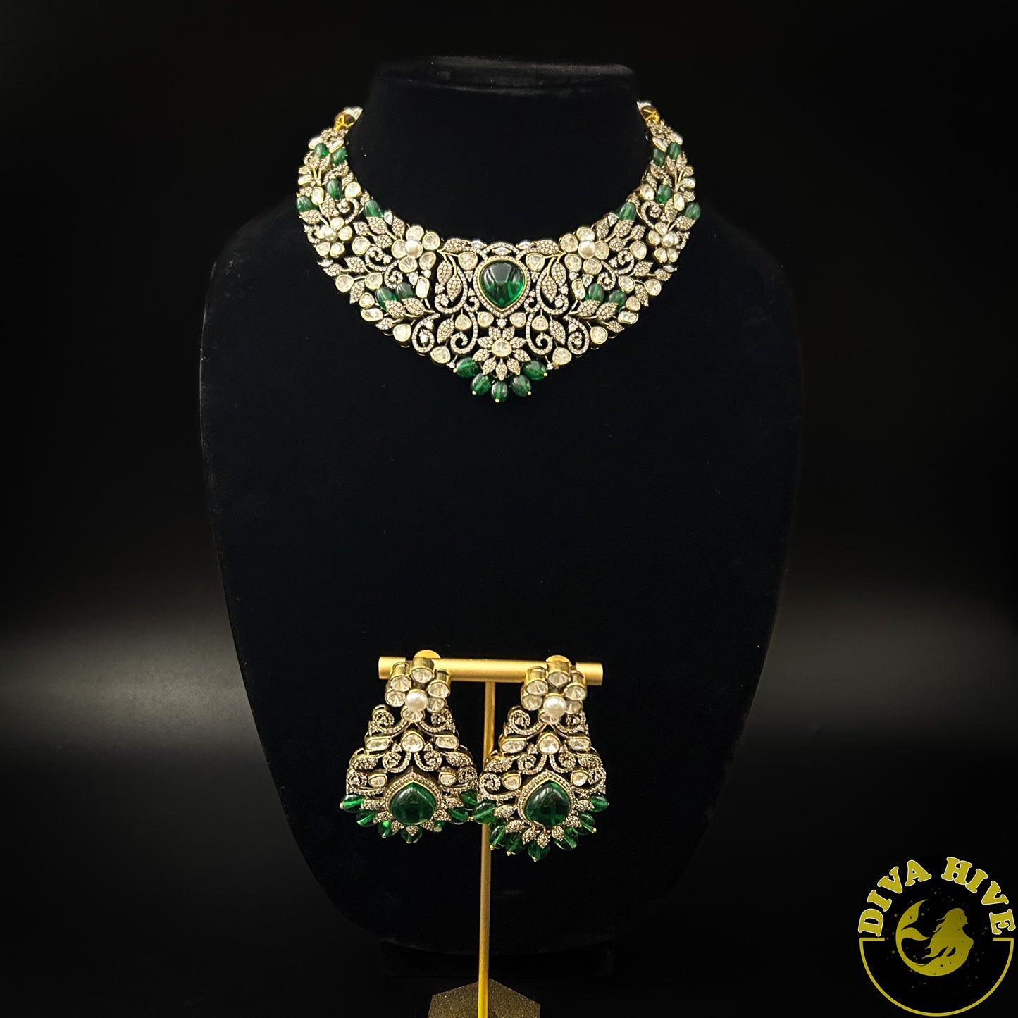 Adira Necklace - Necklace -AD/CZ, Bridal, Diva Exclusive, Kundan, Meenawork, Necklace, semi bridal - Divahive