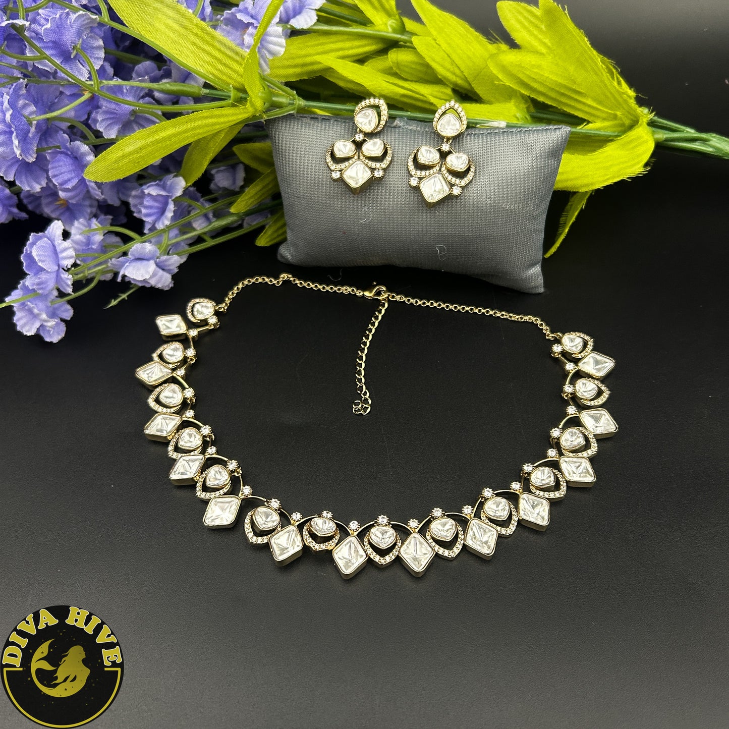 Zeenat Moissanite Necklace - Necklace -Diva Exclusive, featured, Kundan, moissanite, Necklace - Divahive