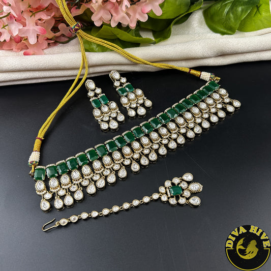 Saanchi Choker |Kundan Gold Plated | Fine Kundan Choker Set