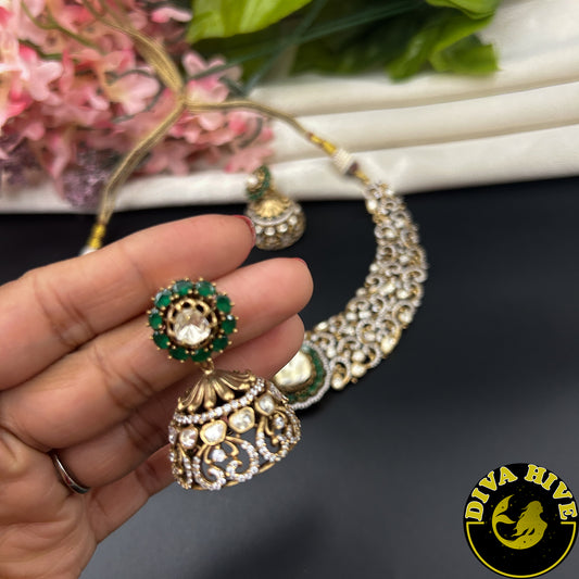Zoya 22K Gold Plated Moissanite Necklace Set