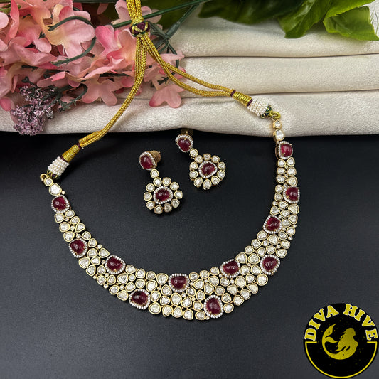 Sunehri 22K Gold Plated Moissanite Necklace Set
