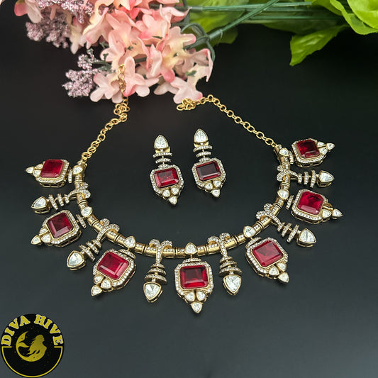 Chaah Moissanite Doublet Hasli Style Necklace - Necklace -Bridal, Diva Exclusive, featured, moissanite, Necklace - Divahive