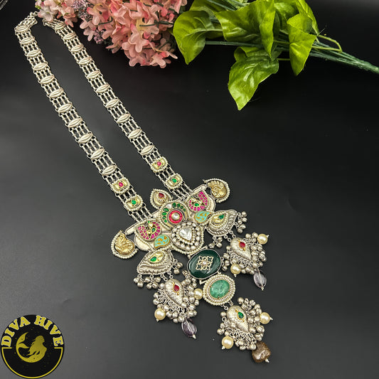 Sitara Long Fusion Necklace | Silver Statement Necklace | Diva Exclusive Necklace - Necklace -925Silver, Diva Exclusive, featured, Fusion, Necklace - Divahive