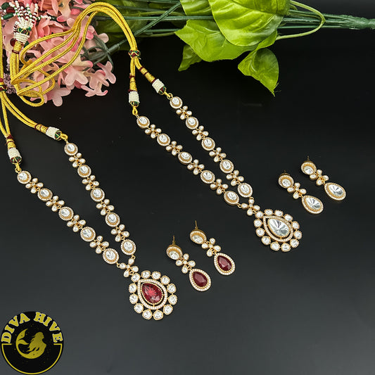 Ishiara Moissanite Necklace - Necklace -Diva Exclusive, featured, Kundan, moissanite, Necklace - Divahive