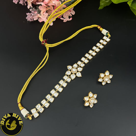 Prita Moissanite Delicate Choker - Necklace -Diva Exclusive, featured, Kundan, moissanite, Necklace - Divahive