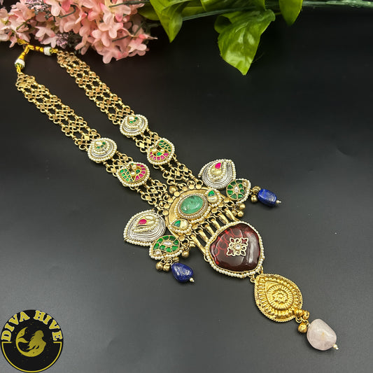 Kadiyan Long Fusion Necklace | Silver Statement Necklace | Diva Exclusive Necklace - Necklace -925Silver, Diva Exclusive, featured, Fusion, Necklace - Divahive