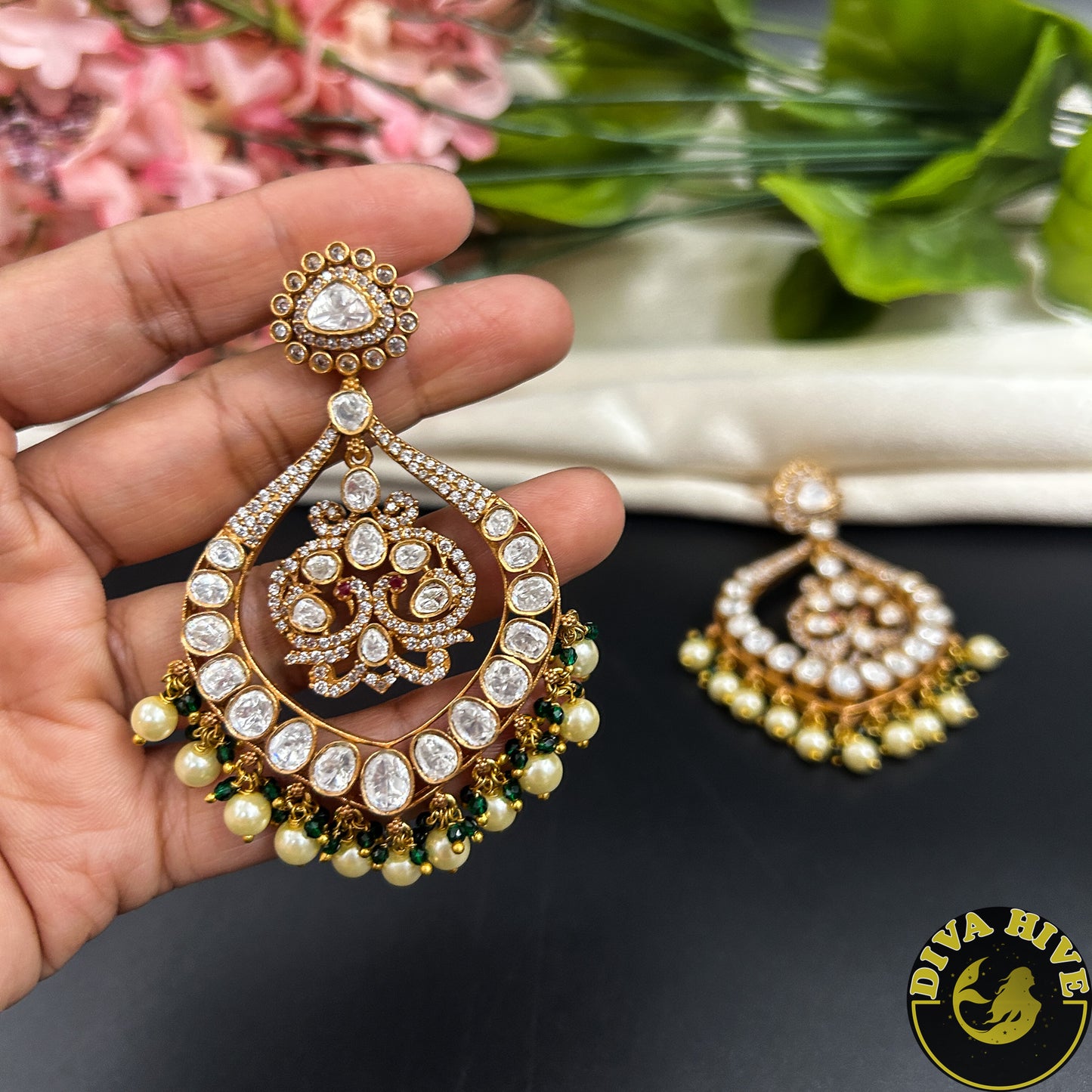 Chahat Moissanite Statement Earring | Designer Earring | Diva Exclusive Earring