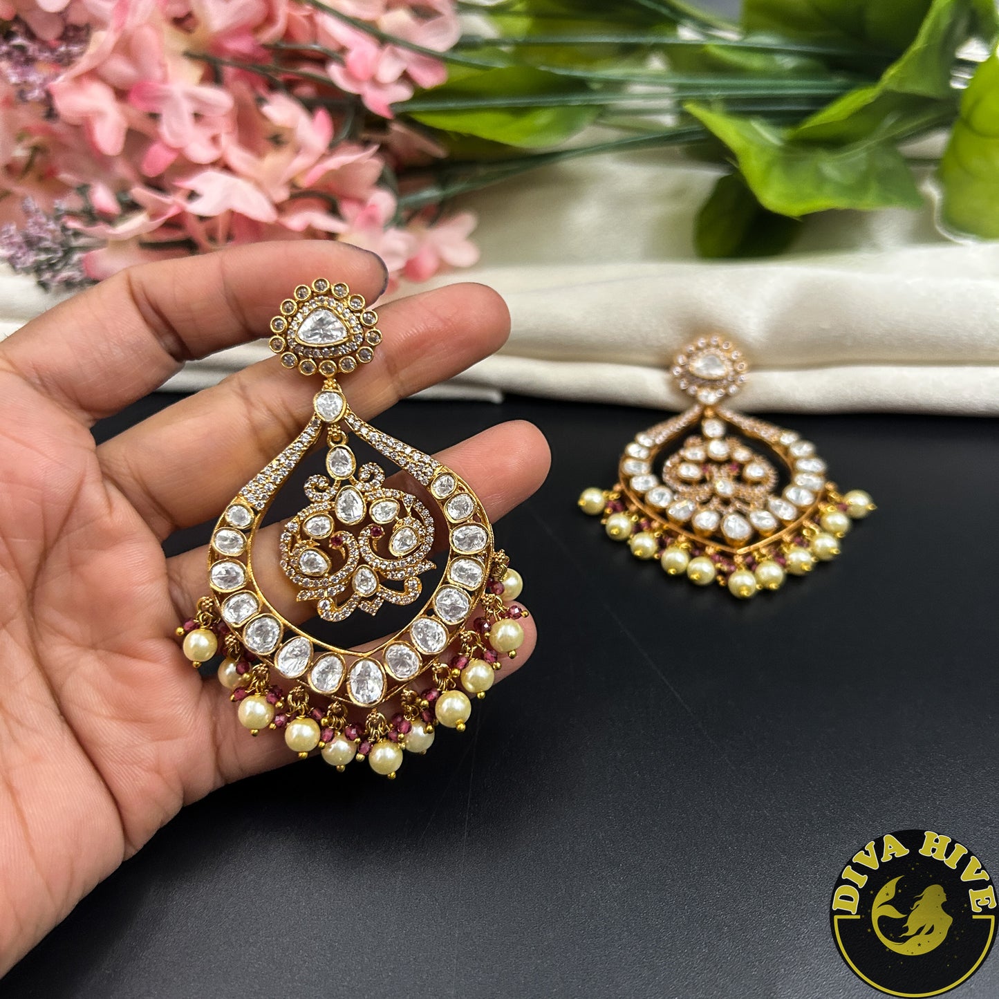 Chahat Moissanite Statement Earring | Designer Earring | Diva Exclusive Earring