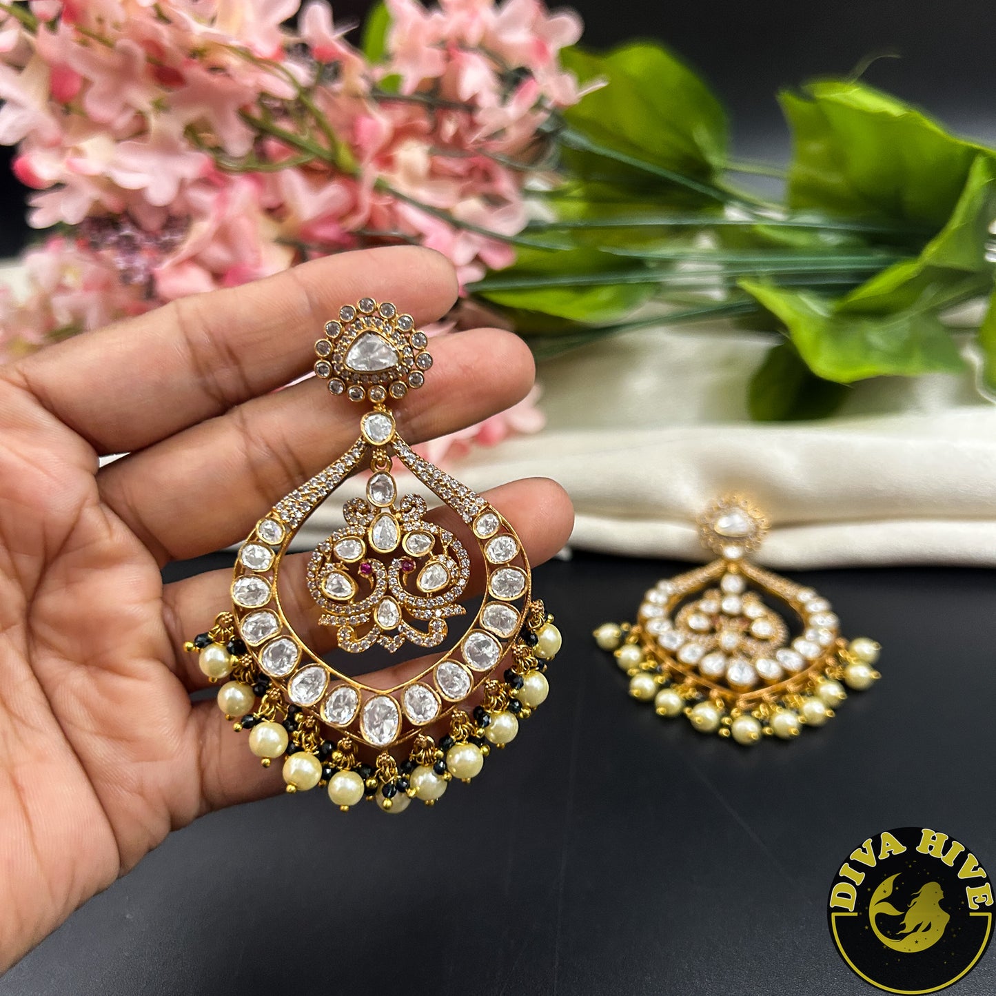 Chahat Moissanite Statement Earring | Designer Earring | Diva Exclusive Earring