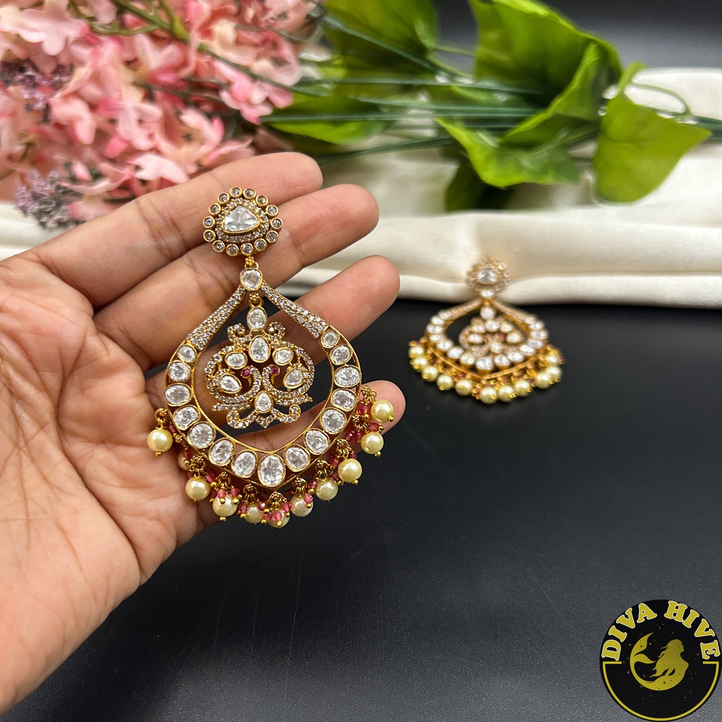 Chahat Moissanite Statement Earring | Designer Earring | Diva Exclusive Earring