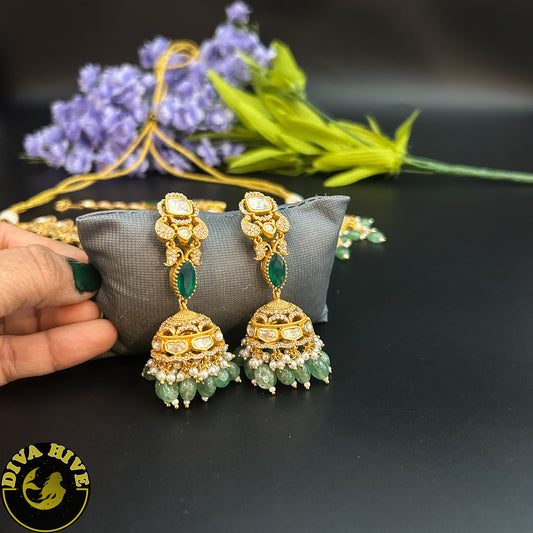 Kaaynat Bridal/Semi Bridal 22k Gold Plated Moissanite Choker Set - Necklace -Diva Exclusive, Kundan, Necklace - Divahive